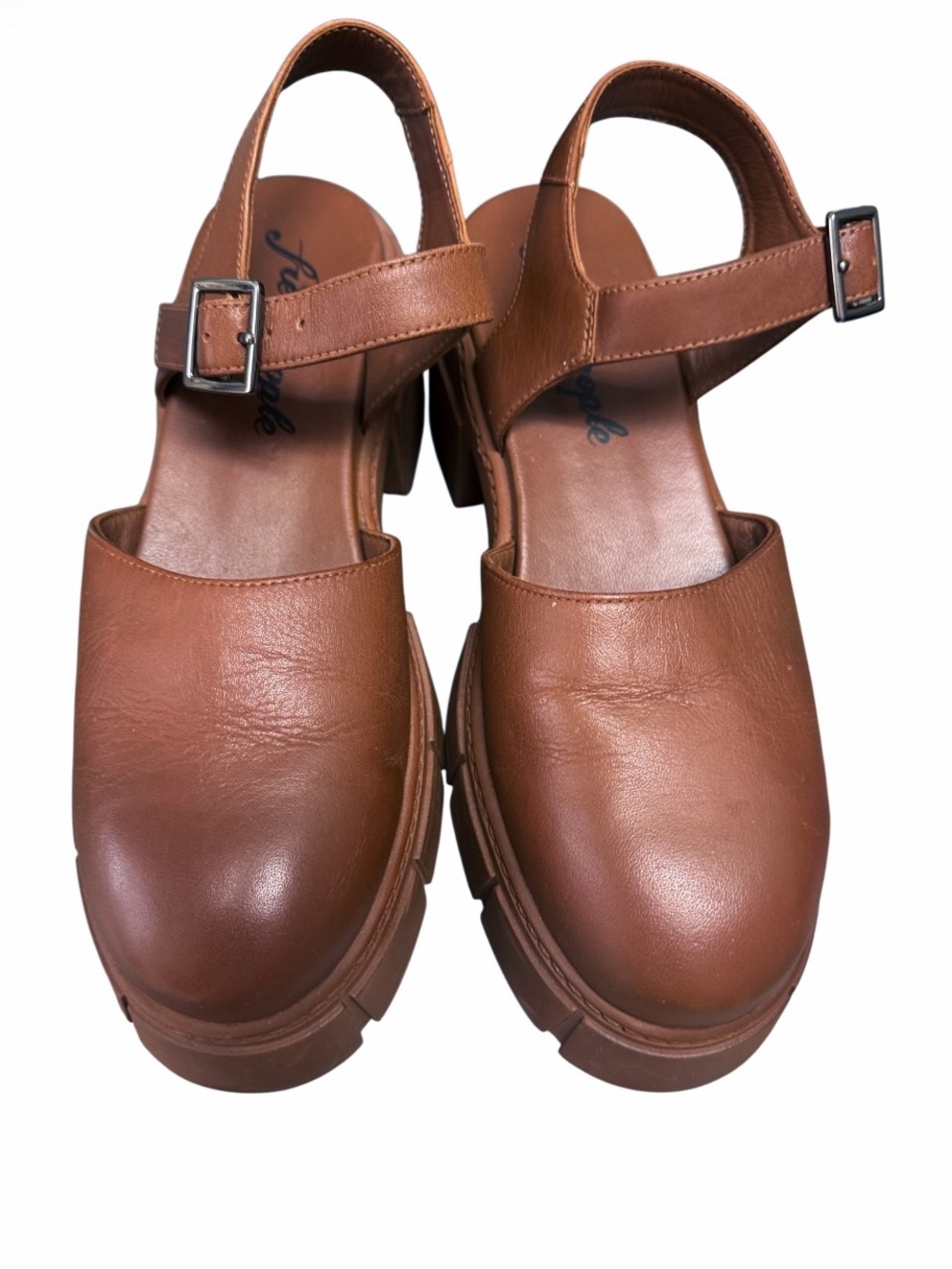 Free People Milan Mary Jane platform shoes, brown leather, chunky sole Size 7.5 - Picture 4 of 7